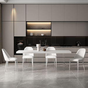 โต๊ะรับประทานอาหารอะคริลิคทรงสี่เหลี่ยม Delifeng สีขาวบริสุทธิ์ หนา 5 ซม. ดีไซน์แผ่นหิน โครงสร้างมินิมอล แข็งแรง ทนทาน - Product Image 2