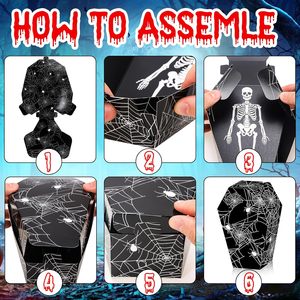 12 Uds. Caja de regalo de Halloween Cross Spider Web Goodie Boxes Halloween Coffin Shape Treat Cajas de papel para Trick or Treat Horror Party - Product Image 5