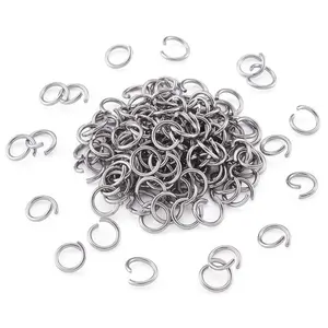 Anéis de pular abertos de aço, 4mm, 6mm, 8mm, 10mm e 12mm, para fazer joias, acessórios de anel