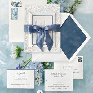 Vintage Dark Green Velvet Box Personalized Photo Wedding Invitation Box Save the Date QR Code Caja De Terciopelo Invitación Boda - Product Image 5