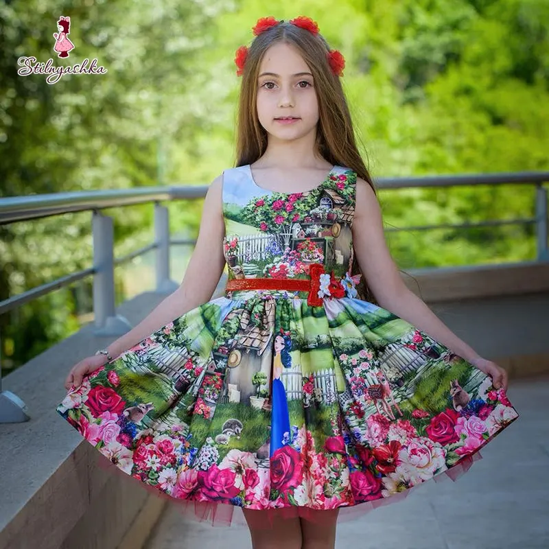 Stilnyashka 13283 High Quality Beautiful baby dress girls Red Sleeveless Christmas Kids Princess Dress For Girl