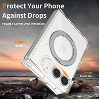 Coque de téléphone magnétique transparente en PC et TPU pour iPhone 18 Duo Fold avec support rotatif à 360° et recharge sans fil D048