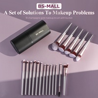 Ensemble de pinceaux de maquillage professionnels BS-MALL 18 pièces, vente en gros, pinceaux synthétiques vegan de haute qualité pour le maquillage du visage et des cosmétiques
