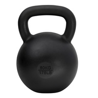 Kettlebell classique en acier moulé de 80 kg, revêtement poudré, logo personnalisé en creux, outil d'entraînement sportif