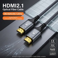 Câble HDMI 2.1 8K en fibre optique mâle-mâle, 8K 60Hz, 4K 120Hz, plusieurs longueurs disponibles pour TV, moniteur, projecteur, console de jeu, matériel