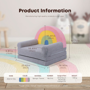 Canapé convertible 2 en 1 personnalisé en usine, canapé-lit pour tout-petits, design arc-en-ciel, canapé pour enfants pour salon, salle de jeux, chambre à coucher - Product Image 6