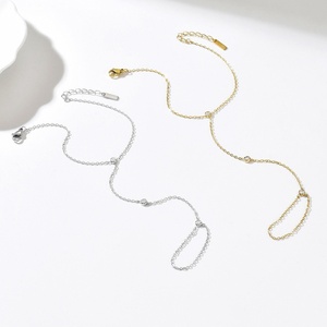 Nueva Pulsera de Acero Inoxidable con Incrustaciones de Circonio para Mujer, Diseño de Cadena para el Dedo, Doble Capa, de Una Pieza, a la Moda - Product Image 2