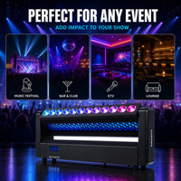 Barre de lumière LED mobile 200W RGBW 3-en-1 Wash Pixel Strobe Rotation Infinie à 540 Degrés DMX512 RDM Activée par le Son pour Fêtes KTV DJ