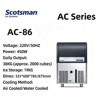 Machine à glaçons en cubes commerciale Scotsman AC-86, haute capacité 400 kg, en acier inoxydable, refroidissement continu air/eau, dégivrage automatique rapide