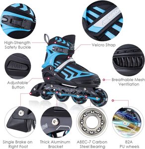 Patines en Línea Profesionales con Carcasa de Aleación de Alta Calidad, con Luces Intermitentes, para Adultos, Adolescentes y Niños, Rodamientos ABEC-7, PU (82A de Alto Rebote) - Product Image 1
