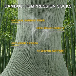 <span class=keywords><strong>Calze</strong></span> a Compressione al Ginocchio in Fibra di Bambù, Morbide e Traspiranti, Supporto Graduato, per Viaggi e Corsa, Produzione di Fabbrica - Product Image 2