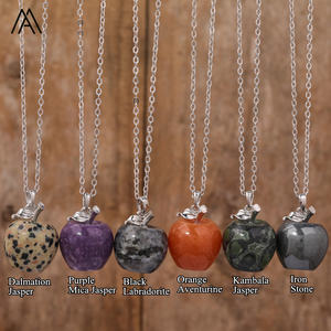 Collar pequeño de cristal de manzana, joyería de moda, cadena de plata, regalo de Navidad de tallado de manzana - Product Image 6