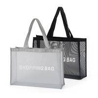 Sac fourre-tout en polyester à bandoulière avec impression de logo personnalisé et motif lettres, idéal pour le marché, les courses, les cadeaux ou la plage