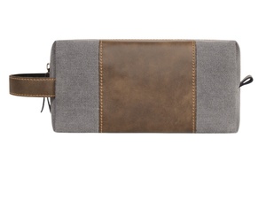 Personalized Canvas & PU Leather <b>Toiletry</b> <b>Bag</b> - Custom Logo Travel Kit <b>for</b> <b>Men</b> - Product Image 2