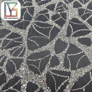 Haute densité français blanc perlé dentelle blanche paillettes scintillantes femmes mariage broderie perles tissu robe africaine tissu - Product Image 6