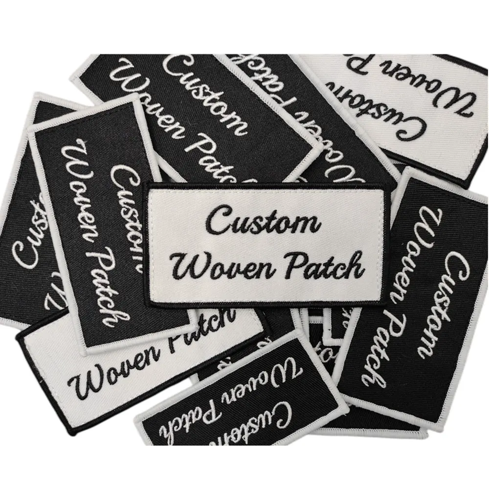 2024 Hot Sell Custom Iron On Woven Label Patch Wholesale Brand Logo Badge Woven Patches for Clothing