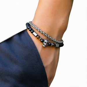 Pulsera de Cuentas de Piedra Ojo de Tigre de Acero Inoxidable para Hombre, Nueva, Ajustable, Estilo Europeo y Americano, Joyería de Moda - Product Image 1