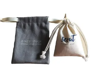 OEM Custom Jute Drawstring Bag with Embroidered Logo Recyclable Cotton Burlap Shopping Pouch for Packaging Drawstring Closure