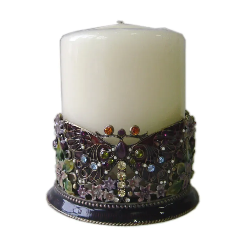 Vintage Jeweled capung logam Zinc Aloi pilar tempat lilin kerajinan tangan mewah rumah meja dekorasi hadiah