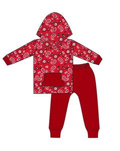Qingli Oem Factory Price Custom Floral Printed Children Bamboo Long Sleeve Hoodies Set Jogger Tracksuit - Product Image 5