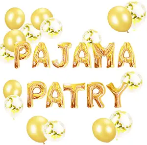 Vendita all'ingrosso segno foglio palloncino numeri-Gold Pajama Party Balloon Banner Girls' Night Fiesta Pajama Spa Theme Party Sign Bridal Shower Decorations