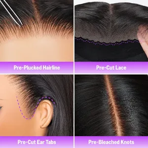 Perruques Lace Front 13x6 sans colle, avec dentelle HD, effet peau fondue, ligne de cheveux naturelle pré-établie, lisses soyeuses - Product Image 4