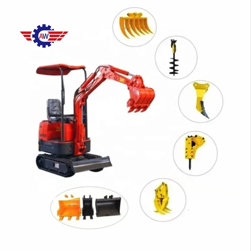 China aw10 1 Ton 1t excavators 1000kg mini digger machine small excavator for agriculture