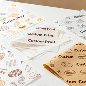 Custom Printed Waterproof PE Coated Greaseproof <b>Brown</b> Kraft <b>Paper</b> Food Grade Sheets Logo Deli <b>Wrap</b> Burger Sandwich Packaging - Product Image 1