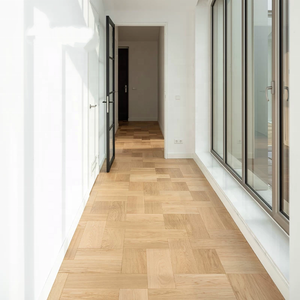 Plancher en bois d'ingénierie multicouche à chevrons larges, chêne blanc européen, motif incrusté, planchers en bois massif - Product Image 4