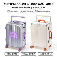 Nouvelle valise à roulettes en aluminium et polycarbonate durable avec coque rigide et serrure à combinaison pour bagages de voyage
