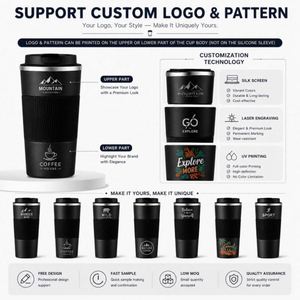 Custom logo Vacuum Insulated Tumblers Ceramic Liner Stainless Steel Travel Coffee Mug Leak-Proof Reusable Coffee <b>Cup</b> with Lid - Product Image 6