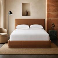 Maßgefertigtes Modernes Designer-Bett mit Extra Langem, Vollständig Gepolstertem Lederkopfteil, Größenanpassung für Private Villen