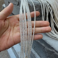 Nouvelle Arrivée Perles d'Eau Douce Naturelles Semi-Finies de 2-3mm, Forme Presque Ronde, Haute Brillance, en Fil