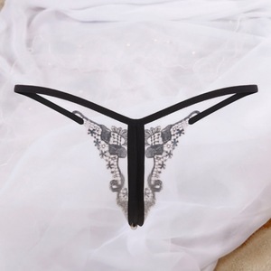Lingerie sexy luxueuse brodée de perles, string taille basse ajouré à dos nu - Product Image 5