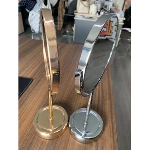 Portable Art Deco Style Gold and Black Steel Metal Round Vanity Makeup Mirror Home <b>Decor</b> Chrome Table Mirror - Product Image 3