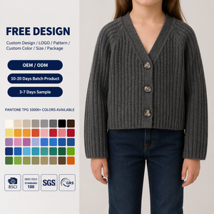 Cardigan côtelé épais personnalisé pour femme, col en V, gris anthracite, boutonné, manches longues, vente en gros d'usine OEM ODM, hiver - Product Image 3