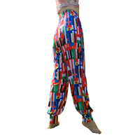 Pantalons de danse pour hommes et femmes avec motif drapeau, coupe fuselée et design plissé style lanterne, pour la pratique et les spectacles de danse