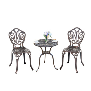 Cast <b>Aluminum</b> Garden Set 2 Seater Outdoor Furniture Traditional Style Weather Resistant Patio <b>Table</b> And Chairs - Product Image 1