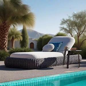 Fauteuils et canapés-lits d'extérieur modernes en alliage d'aluminium sur mesure avec coussins imperméables pour hôtels - Product Image 6