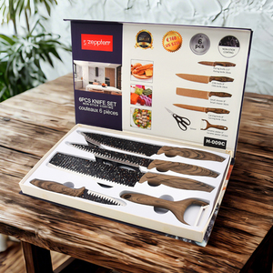 Ensemble <span class=keywords><strong>de</strong></span> 6 couteaux <span class=keywords><strong>de</strong></span> cuisine populaires en gros avec manche en PP et coffret cadeau, comprenant un éplucheur, des ciseaux et un <span class=keywords><strong>couteau</strong></span> <span class=keywords><strong>de</strong></span> chef pour la cuisine - Product Image 1
