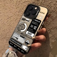 Étui de téléphone portable en TPU noir avec design de dessin animé pour 16 Pro Max 11 12 13 14 15, comprend une poignée de téléphone