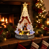 MELODY Scène de Noël personnalisée, arbre de Noël en acrylique rotatif sur table avec musique et 3 piles AA