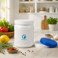 Pot en plastique noir de qualité alimentaire PE à large ouverture de 1200 ml avec bouchon à vis pour l'emballage en gros de pilules, capsules, poudres, médicaments et compléments alimentaires