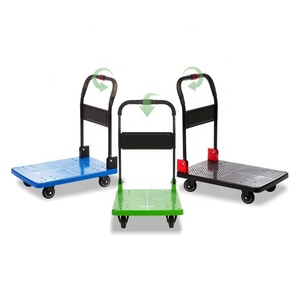Chariots à plateforme pliables, chariots industriels, chariots à double poignée, chariots silencieux, chariots à roues en acier vert, chariots à charge lourde - Product Image 4