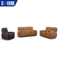 MANWAH CHEERS Set Kursi Santai Kulit Brazil Mewah 3+2+1 Sofa Elektrik Modern Set Furnitur Ruang Tamu