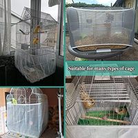 Filet universel réglable en fer Nylon maille solide Cage à oiseaux attrape-graines pour perroquets aras pliable boîte de Cages carrées africaines