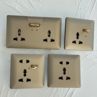 Interrupteur mural double pôle au design moderne, 16A, prise universelle européenne/UK USB 146, finition or mat gris, en PC, style moderne