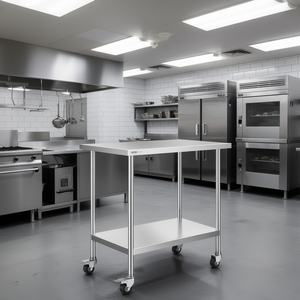 Tavolo da Lavoro in Acciaio Inox Vevor 24x36 Pollici, Altezza Regolabile, 4 Ruote, Attrezzatura per Cucine Commerciali e Ristoranti - Product Image 2
