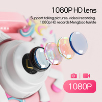 Appareil photo numérique pour enfants ALEEZI Cartoonish à double objectif, écran 2 pouces, zoom 180° grand angle, Full HD CMOS, silicone