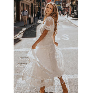 Vestido de mujer blanco de algodón con encaje, sin mangas, largo, con aberturas, elegante para fiesta de verano, falda de noche para mujer - Product Image 2